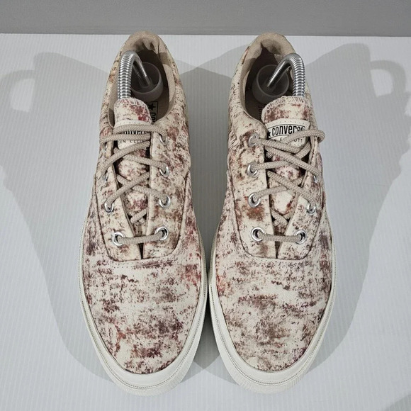 NEW Converse X John Elliot Skid Grip Ox Sneaker 9.5 Brown White Canvas Low Top - Picture 4 of 12